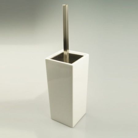 Stil Haus Urania, напольный керамический ёрш, цвет никель сатин - белая керамика, артикул 633CUBE(36-BI)