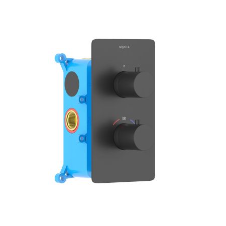 Термостатический смеситель для душа (внешняя и скрытая часть) AQUATEK, матовый черный AQ1391MB ЕВРОПА, артикул AQ1391MB