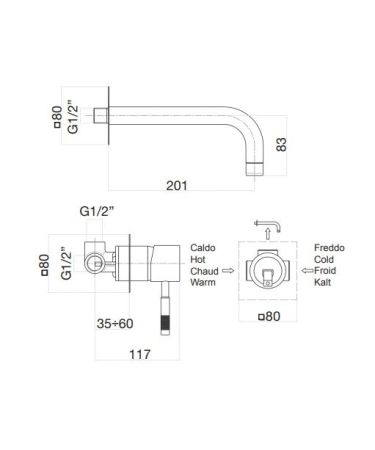 Смеситель для раковины Webert Rimini RI830606010, золото
