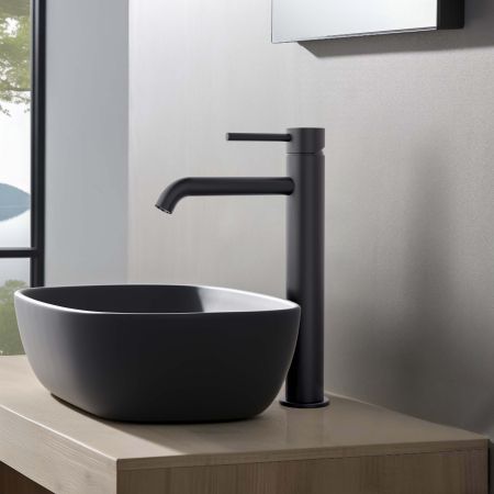 Смеситель для раковины 215, без донного клапана AQUATEK, матовый черный AQ1304MB ЕВРОПА, артикул AQ1304MB