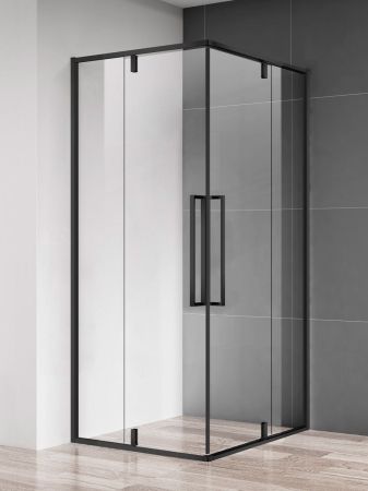 Душевой уголок 900*900*1950мм., стекло 6мм, цвет профиля матовый черный., артикул AQM7102-2-9