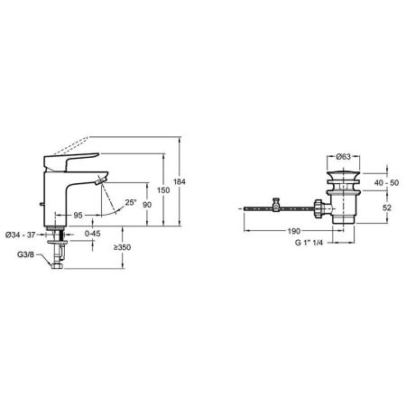 Смеситель для раковины  JACOB DELAFON OSCAR E29842-BL (черный, L-9,5 H-9), шт, артикул E29842-BL