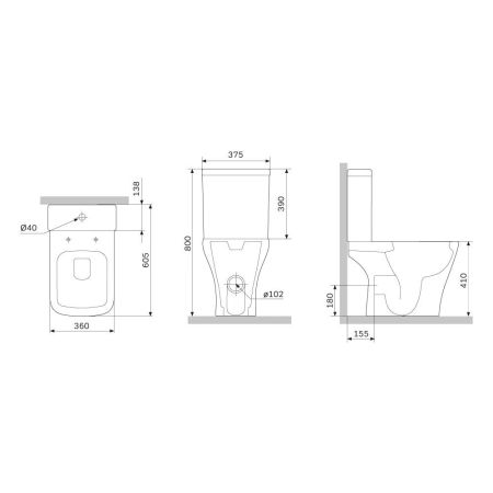 C908601SC Gem унитазкомпакт без ободка с сиденьем микролифт, артикул C908601SC