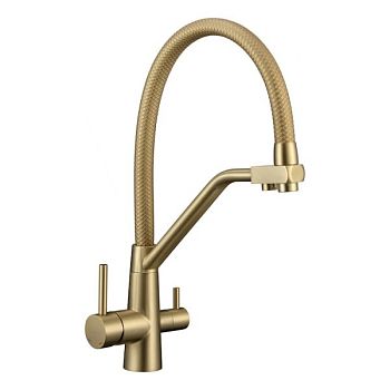 Смеситель для кухни с подключением фильтра воды Fmark FS0662-XC07, матовое золото