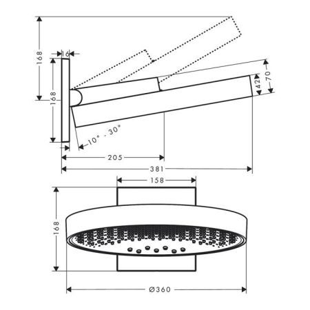 HG Rainfinity Верхний душ 360 3jet с настенным креплением, полированное золото, артикул 26234990