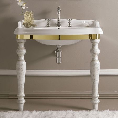 3SC  Консоль Firenze 90х56хh97см, с раковиной LA02 и сифоном,цвет: золото 24к. Lucido, артикул FI3090GD