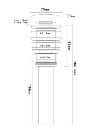 AQM7002-0MB Донный клапан без перелива, керамическая накладка, цвет черный матовый, артикул AQM7002-0MB