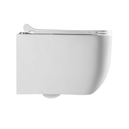 PINTO RIMLESS
Безободковый подвесной унитаз с горизонтальным выпуском в стену c легкосъемным сиденьем с функцией микролифт в комплекте 
Тип смыва: Каскадный                
Размер : 525*360*350mm  
EWC700-126W, артикул EWC700-126W