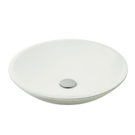 ARENA Раковина накладная круглая D46 см, белая/серебро, ГЛЯНЦЕВАЯ, артикул 31566