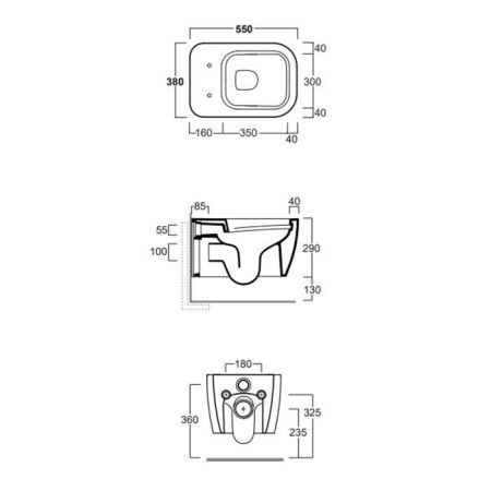 Simas Henges Унитаз подвесной безободковый 38х55 см, цвет Cementto matt (без креплений F85), артикул HE18 cemento matt