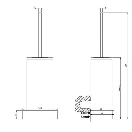 Gessi Rettangolo Ершик для унитаза подвесной, цвет: Gold CCP/белый, артикул 20819#080