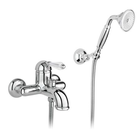 Nicolazzi Cristallo Смеситель для ванны однорычажный, настенный, с ручным душем, цвет: хром, артикул 3401CR33