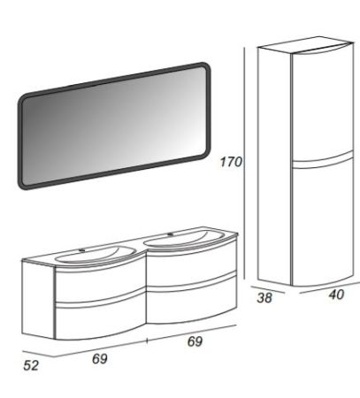 Шкаф пенал Cezares Vague 34 R 44222 подвесной Bianco lucido, артикул 44222