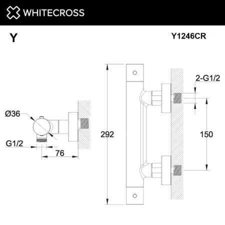 Смеситель термостатический для душа WHITECROSS Y Y1246CR (хром), артикул Y1246CR