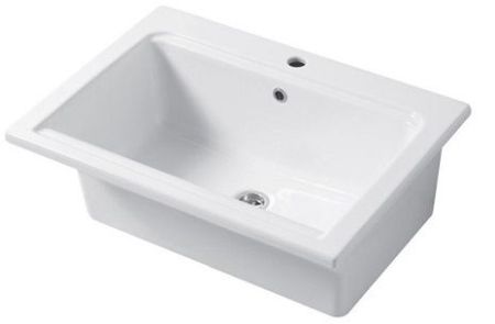 DС Landscape SCOTLAND, накладная и встраиваемая постирочная раковина 71х51хh28 см, c 1 отверстием, цвет белый глянцевый, артикул LP07151101