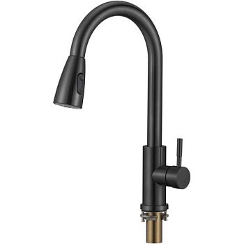 Смеситель для кухни с выдвижным изливом Savol S-002806H, черный