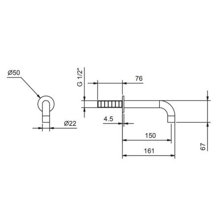 Fantini Fontane Bianche Излив смесителя для раковины, настенный, цвет: Matt Gun Metal PVD