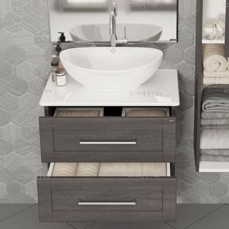 Тумба с раковиной СанТа Венера 70 221010 подвесная Дуб шале графит, артикул 221010