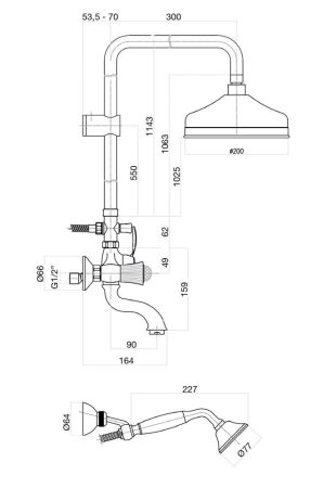 Душевая система Fiore VENERE SKY (SWAROVSKI®) 13CO0615, хром/золото, артикул 13CO0615