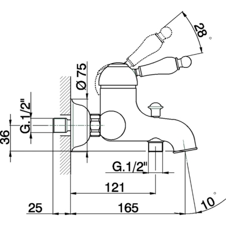 CISAL Arcana Empress Смеситель однорычажный настенный для ванны/душа, цвет бронза, артикул EM00013027