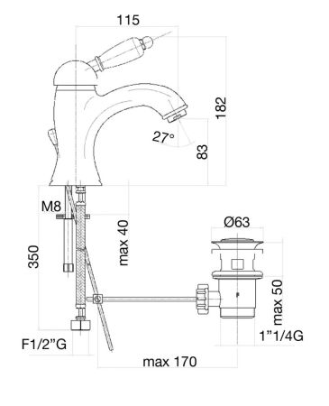Смеситель для раковины Fiore IMPERIAL BLACK 89CO5221, хром/золото, артикул 89CO5221