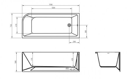 Ванна акриловая угловая BelBagno BB712, артикул BB712-1700-730-R