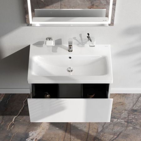 M90FHX07521WG GEM, База под раковину, подвесная, 75 см, 1 ящик push-to-open, цвет: белый, глянец