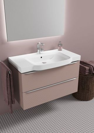 Тумба с раковиной SanVit Тандем 90 ktandem90 с фактурой под дерево подвесная Черное дерево