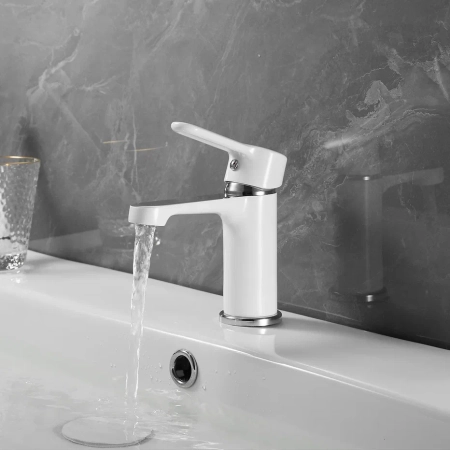 Смеситель для раковины Shevanik S8101F, белый/хром