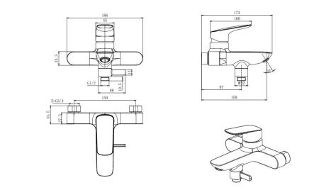 Смеситель для ванны AQUATEK AQ1040CR ВЕГА, артикул AQ1040CR