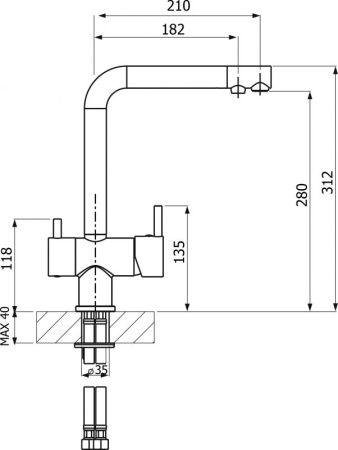 Смеситель для кухни Florentina APEC 30.30H.2120 Шампань Смеситель для кухни Florentina APEC 30.30H.2120 Шампань