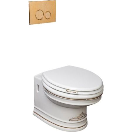 Унитаз Boheme Puro 954-G подвесной Белый с узором Золото без сиденья, артикул 954-G