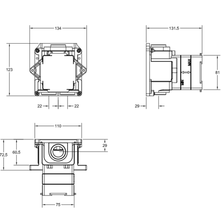 Gessi Внутренняя часть встраиваемого термостатического смесителя, артикул 43281#031