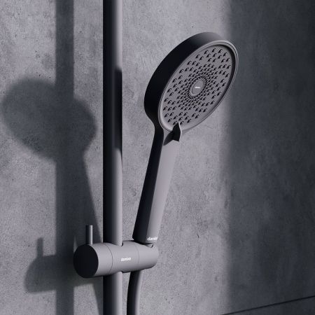 947760300 Apollo душевая система с ванно-душевым ТМС смесителем-полкой, черный, артикул 947760300