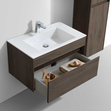 База под раковину Chiara 800 подвесная, 1 выкатной ящик soft-close, R.Oak, артикул VMC-2C800RO