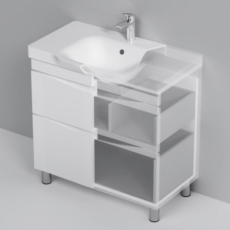 M80FSX0802WG Like, База под раковину, напольная, 80 см, 2 ящика, белый, глянцевая, шт, артикул M80FSX0802WG