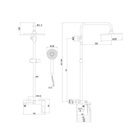 Душевая система Savol S-009045Q, графит, артикул S-009045Q