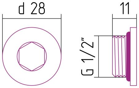 Заглушка "СТИЛЬЕ" хром d 28 мм / G 1/2" НР (Без покрытия)