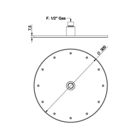 BONGIO Верхний душ Ø300 мм., цвет золото, артикул 882OR00