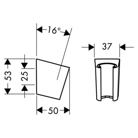 Держатель для ручного душа, Hansgrohe, Porter S, ширина, мм-36, глубина, мм-51, высота, мм-60, цвет-черный матовый, артикул 28331670