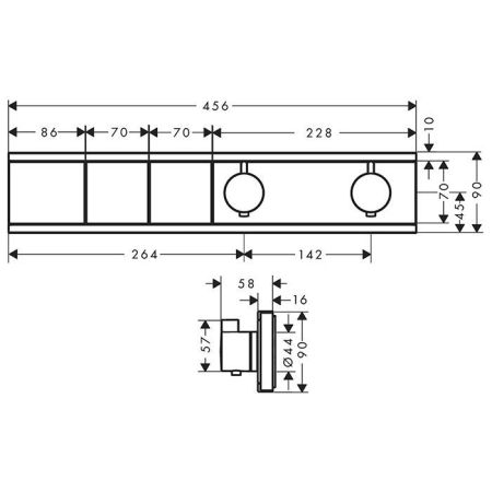 Смеситель для душа, Hansgrohe, RainSelect, тип регулирования воды-термостатический картридж, тип установки-встраиваемый, внутренняя часть-необходимо заказать, цвет-белый матовый, 2 потребителя, кнопка Select включения/выключения для 2 потребителей, предох, артикул 15380700