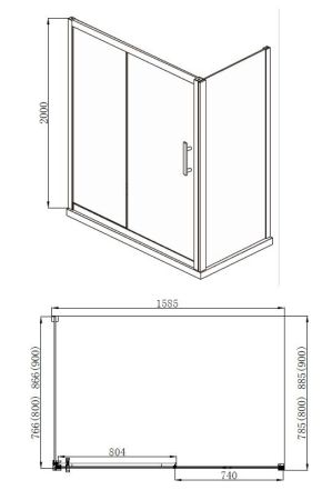 Душевой уголок Aquanet Delta NPE1131 1600х800, прозрачное стекло, артикул NPE1131 1600800