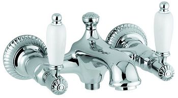 Emmevi The One Atena, смеситель для ванны без набора для душа, с белыми рукоятками, цвет золото