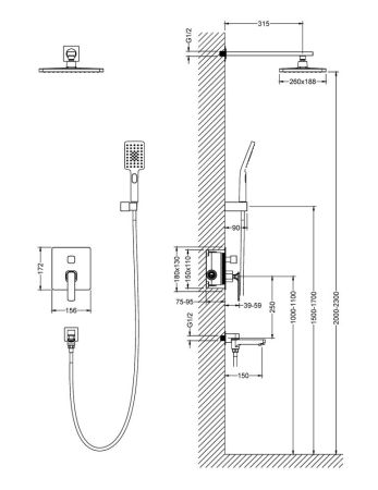 Душевая система Timo Torne SX-4399/03SM Черный, артикул SX-4399/03SM