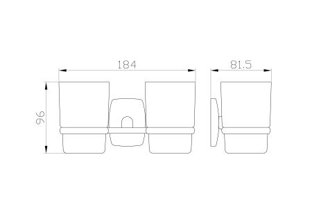 Два стакана для зубных щеток с держателем WONZON & WOGHAND PORTO, Хром (WW-1801), артикул WW-1801