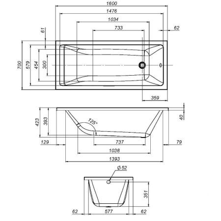 W93A-160-070W-R Gem  каркас для ванны 160х70 см, артикул W93A-160-070W-R