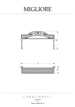 COMPLEMENTI Решетка большая одинарная с двумя крючками L40xP15xH15 см., хром, артикул 22035