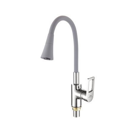 Смеситель для кухни с гибким изливом FASHUN A4253+B17, хром/серый