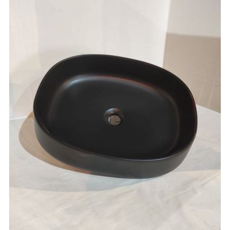 White Ceramic Jumper, накладная прямоугольная раковина 50x40x13h см, цвет черный матовый, артикул W071705