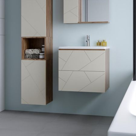 Тумба под раковину подвесная Бриклаер КРИСТАЛЛ латте, 60 см, артикул 4627125416927